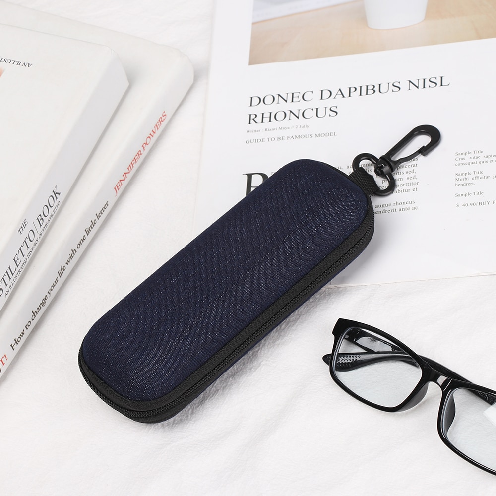 Heißer Denim Stoff Gläser Kasten Reißverschluss Sonnenbrille Schutz Widerstand Container Brillen fallen Reise Lesebrille Tragen Tasche