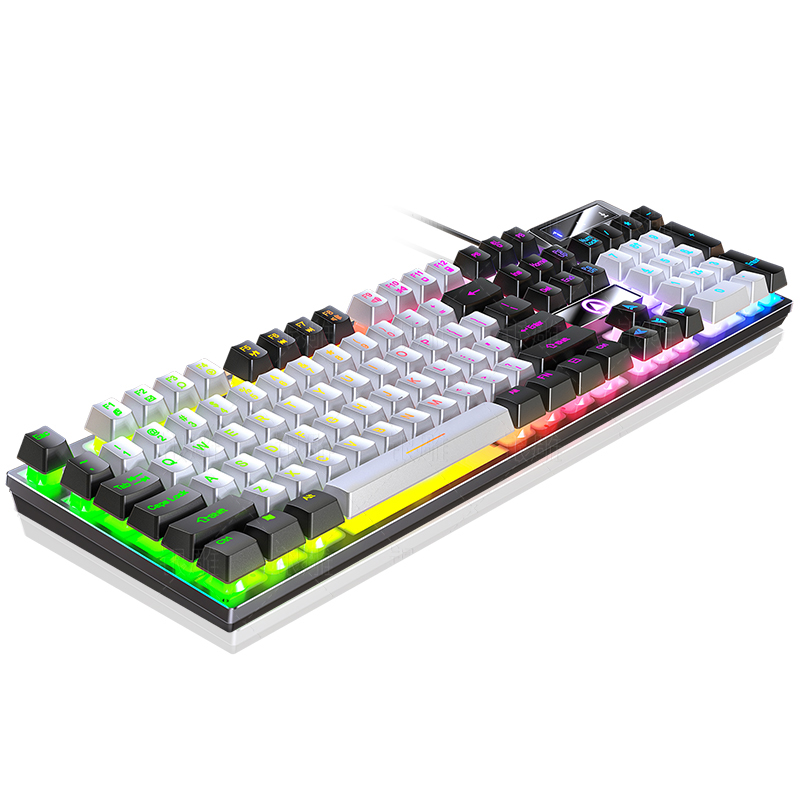 Two Color Keycaps Wired Gaming Keyboard Mechanical Feel Rainbow White Backlit Keyboard for PC Gamer Desktop Ergonomic Keyboard