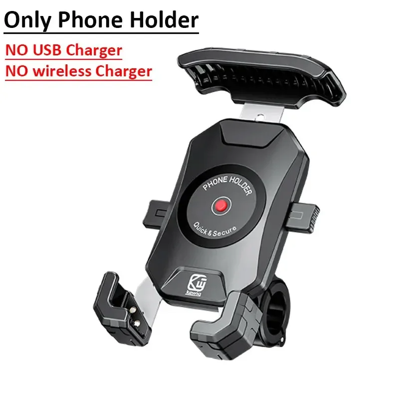 Motorcycle Wireless Phone Mount Fast Charger Stand 15W & USB C 3A Handlebar Anti Theft Motor Motorbike Holder For 4.0-7.0" phone: WHITE
