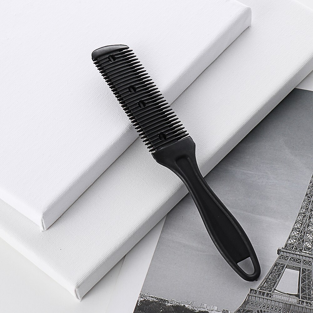 Maquinilla de afeitar de doble cara, maquinilla de afeitar para adelgazamiento de pelo, peine de peluquería de , herramienta de peinado de Color aleatorio, 1 ud.