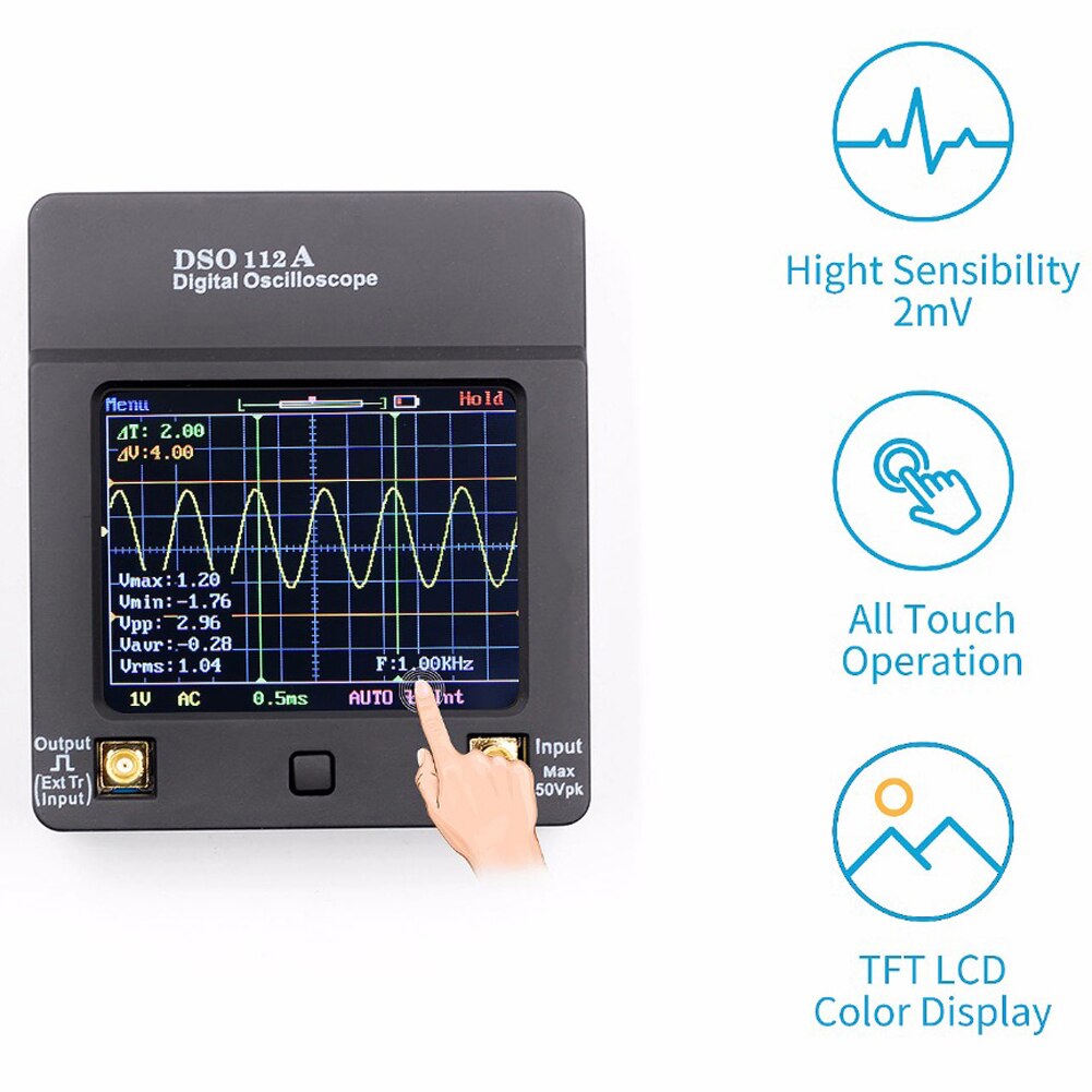 Handheld Mini Portable Digital Oscilloscope 30M 2031H Handheld Bandwidth 200MSps Sampling Rate with P6100 Oscilloscope Probe