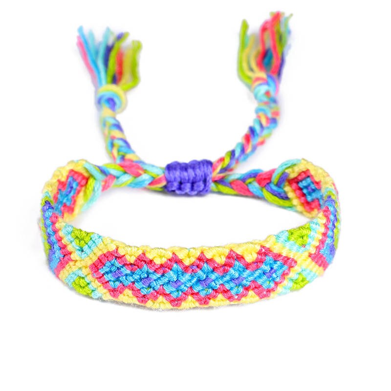 Boho Etnico Braccialetto Fatto A Mano Della Spiaggia di Estate Della Treccia String Involucro di Cotone Corda Intrecciata Braccialetti di Amicizia Per Le Donne Degli Uomini: 21