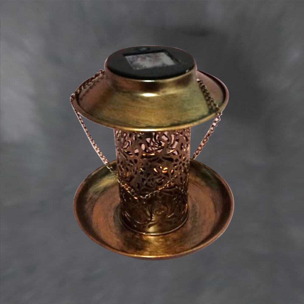 Solar Bird Feeder Waterproof LED Light Bird Feeder Station Hanging Pigeon Crow Parrot Outdoor Balcony Bird Feeding (Coffee)