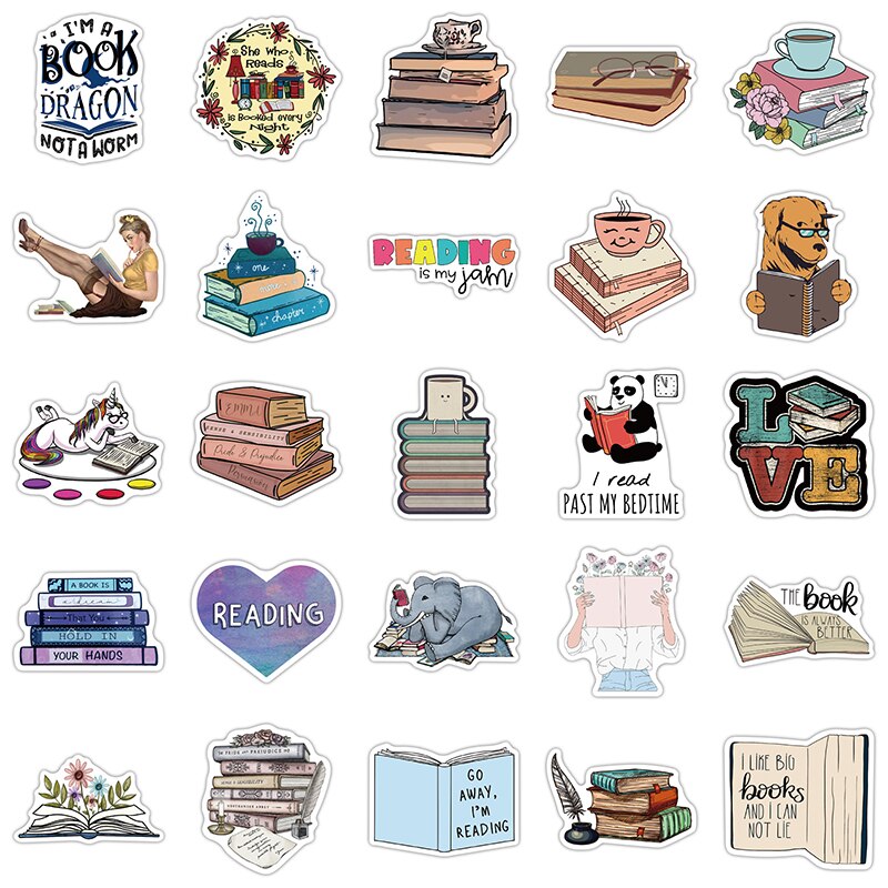50 Stuks I Love Lezen Stickers Voor Notebooks Computer Briefpapier Laptop Scrapbooking Leuke Stickers Esthetische Craft Supplies