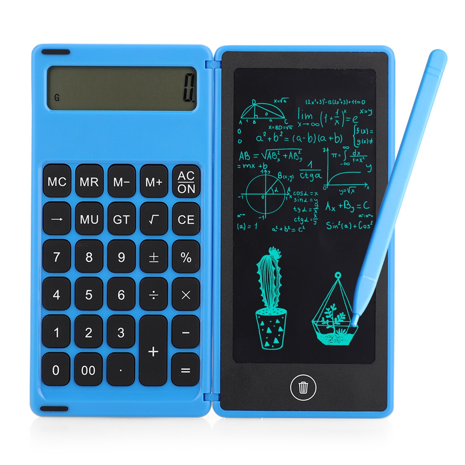 12 dígitos de exibição com caneta stylus placa desenho calculadora dobrável 6 Polegada lcd escrita tablet digital desenho almofada: Azul