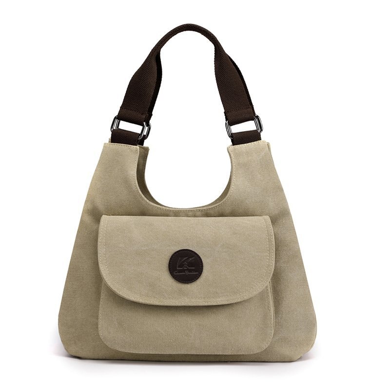 Vrouwen Handtas Canvas Vrouwen Schoudertassen Vrouwen Messenger Bags Dames Casual Tassen Clutch Purse Crossbody Purse: Khaki