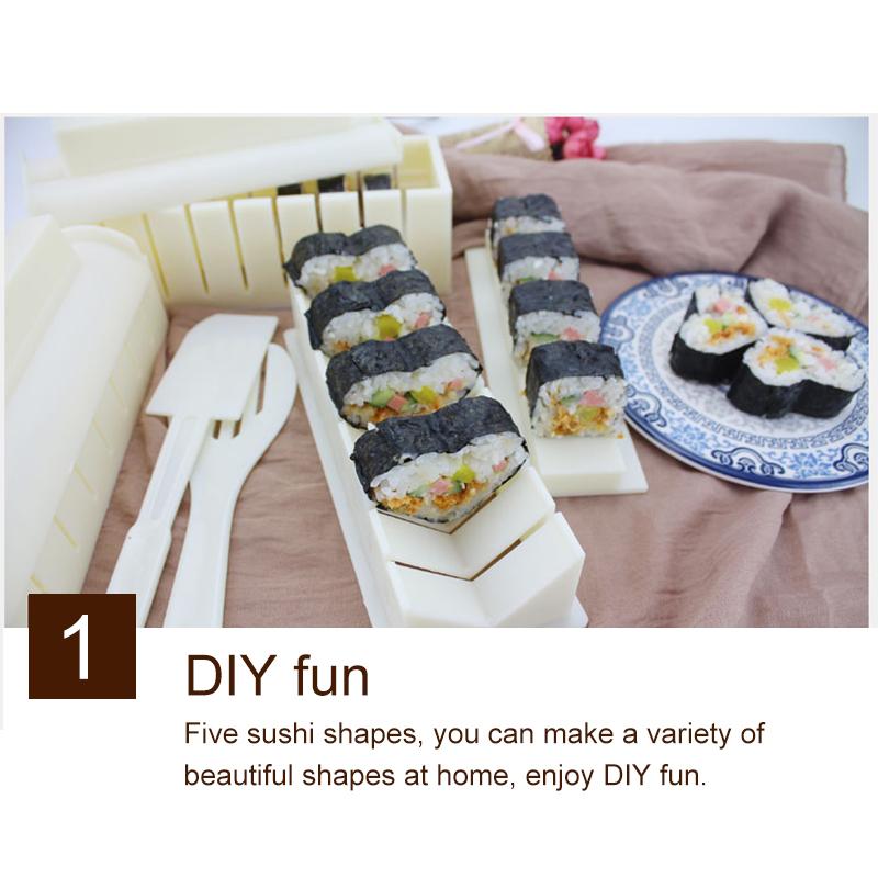 10 sztuk kształt serca robić robienia Sushi wysokiej jakości japońska kulka ryżu rolada z ciasta formy wielofunkcyjny zestaw dla początkujących