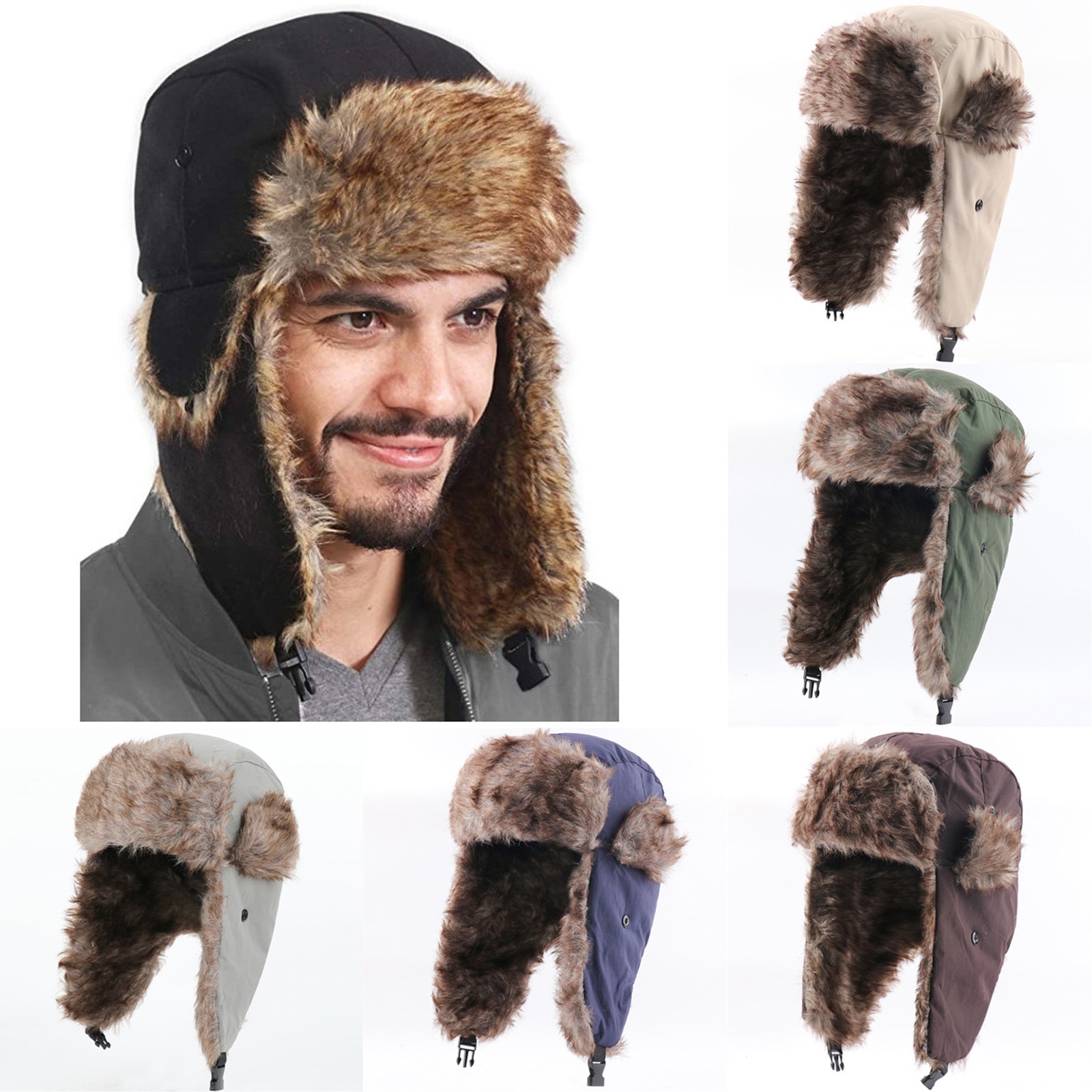 Brand Adults Unisex Trapper Bomber Winter Warm Russian Trooper Ear Winter Cold Ski Hat Men Women Cap Bomber Hats
