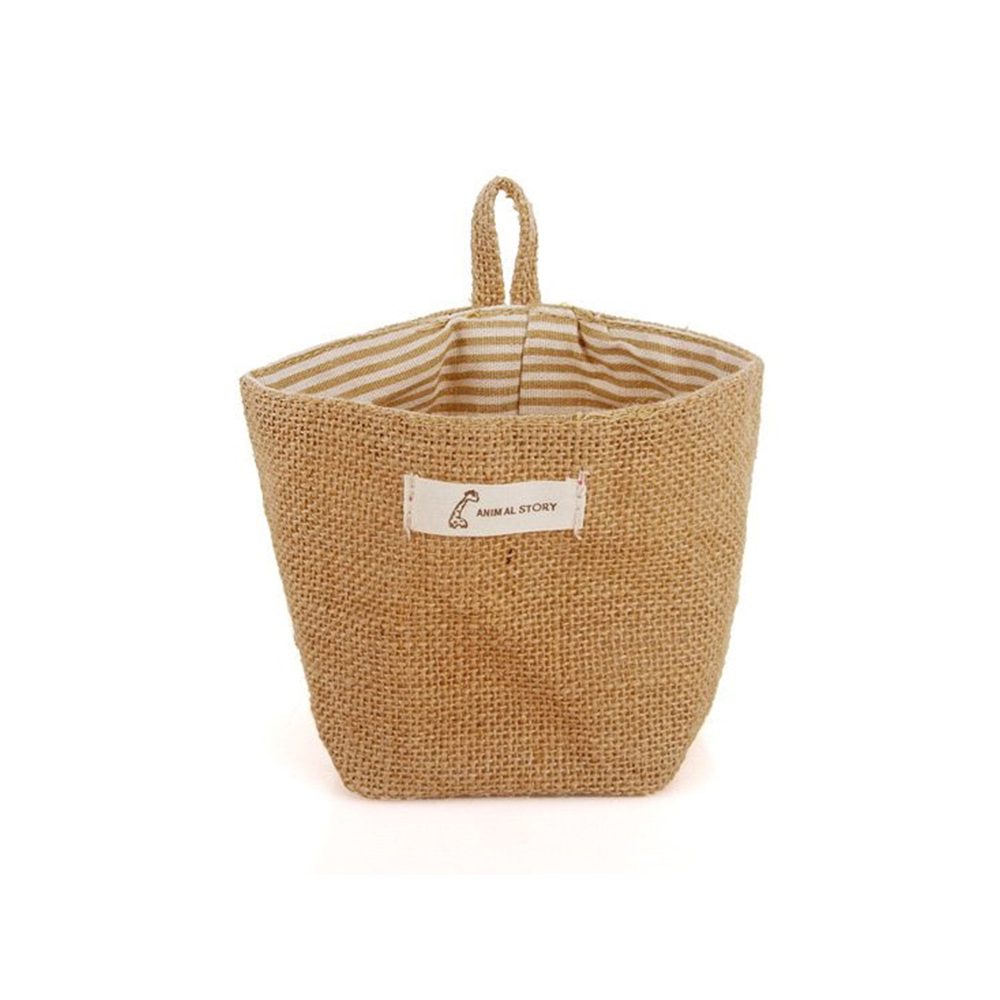 1Pc Linnen Katoen Stof Pouch Muur Deur Closet Opknoping Organizer Bag Desktop Opslag Mand Opknoping Opslag Container: 03