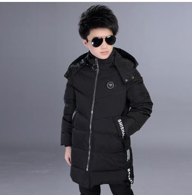 Jongens Winterjassen Dikke Warme Uitloper Katoen Jassen Verlengen Hooded Parka Van Tieners Jongens Winter Kleding Warm Uitloper Overjas: Black / 7