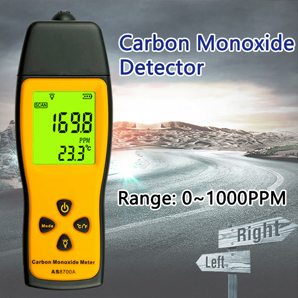 Draagbare Co Gas Analyzer Mini Koolmonoxide Meter Tester Gasdetector Monitor Lcd Diaplay Met Geluid Licht Alarm 0-1000PPM