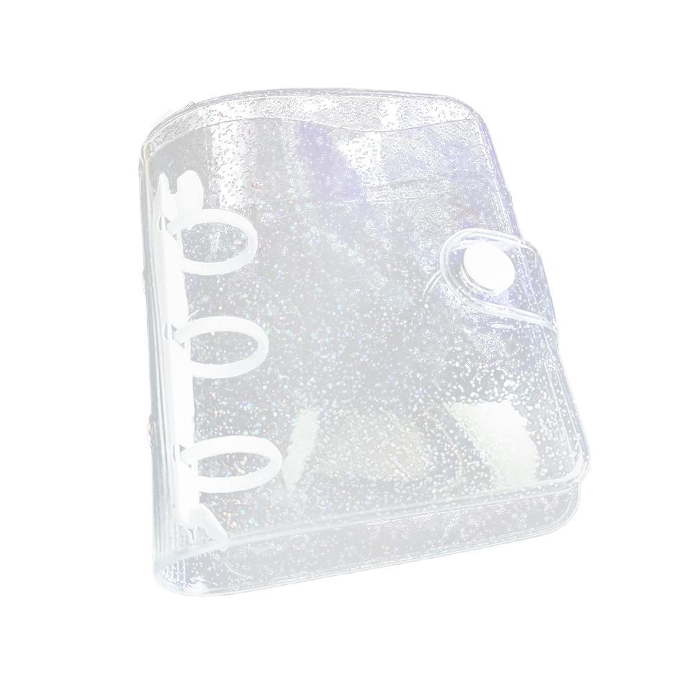 Mini 3-Ring Transparent Loose-leaf Book Cover Pvc Clear School Student Cute Shell Shimmering Supplies Stationery