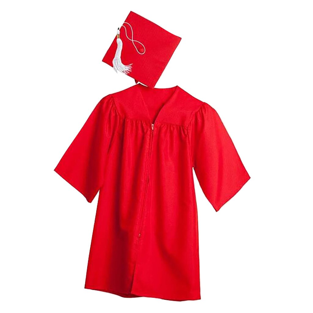 Children Bachelor Costumes School Students Uniform Kid Graduation Gown Girls Dress set with Hat Baby Performance Clothes#A3: Red / M