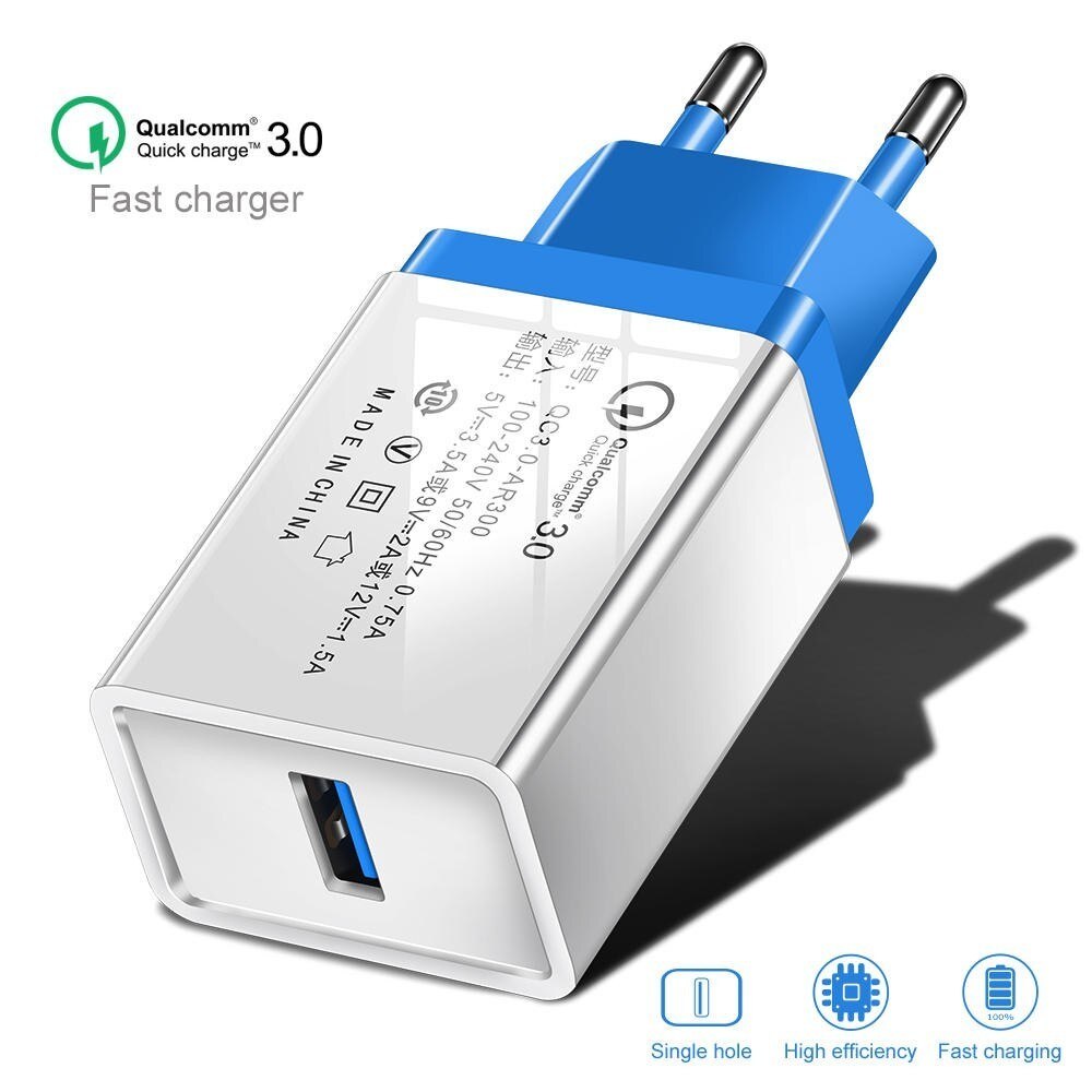 USB Schnelle Ladegerät 5V 3.5A EU QC 3,0 USB Wand Ladegerät Adapter Quick Charge 3,0 Telefon Ladegeräte für iphone XS Xiaomi Samsung Huawei: US / Blue