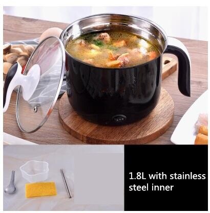 220V 1.2L/1.8L Multifunction Electric Cooking Pot Machine Single/Double Layer Available Pot Multi Cooker EU/AU/UK/US plug: 1.8L stainless steel