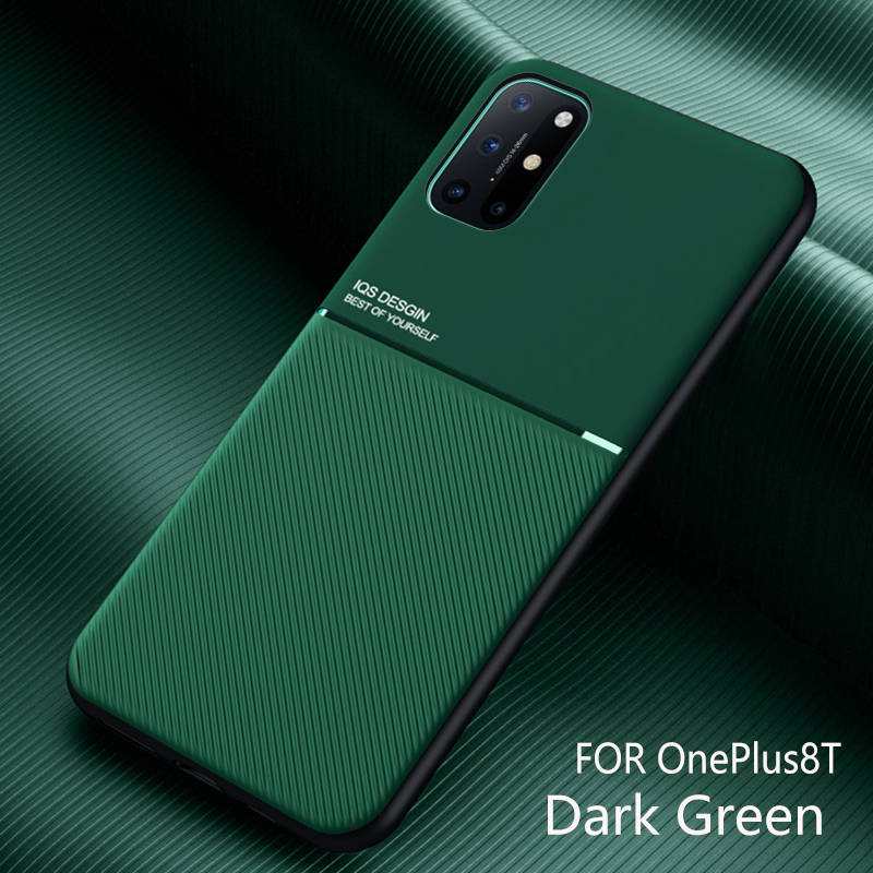 Integrierte Magnetplatte Auto Magnethülle für Oneplus 8T Hülle stoßfeste Hartschale für Oneplus Nord 5G Hülle Oneplus 8 7T Profi Startseite: Microfiber / Grün