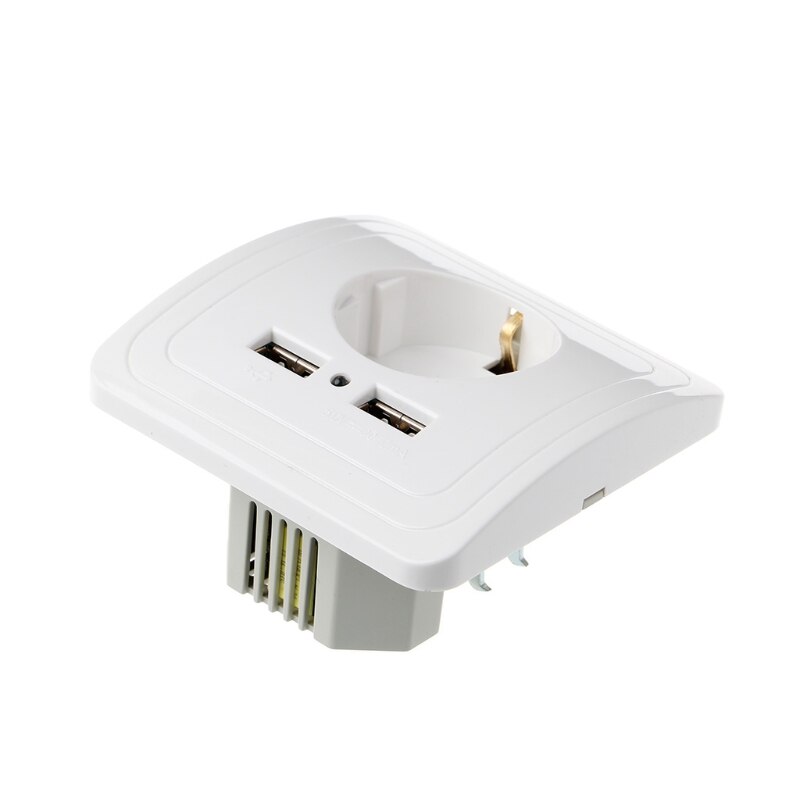 Dual USB Port 5V 2A Electric Wall Charger Adapter EU Plug Socket Switch Power Charging Outlet