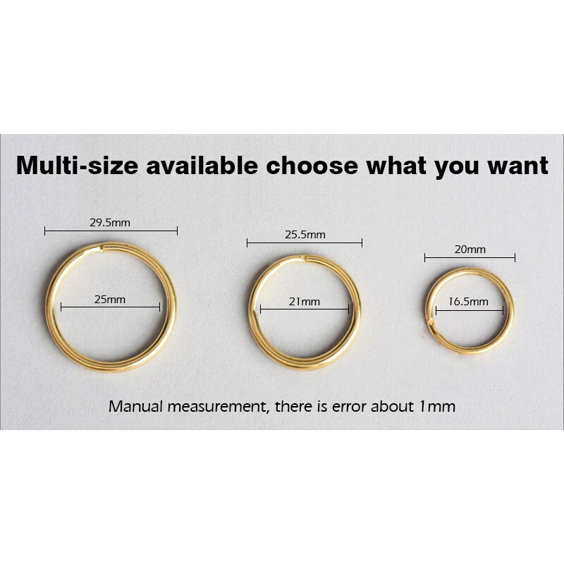 WUTA 50 Pcs Solid Brass Key Rings Chain Hook Hardware Split Ring (Never Fade) Round Key Holder Leather Craft DIY Accessories