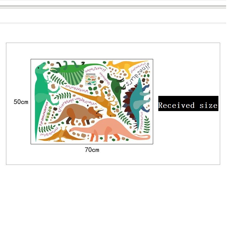 Pegatinas de pared de dinosaurios para guardería, decoración del hogar, Mural de animales de dibujos animados, arte artesanal, calcomanías de pared para habitación de niños