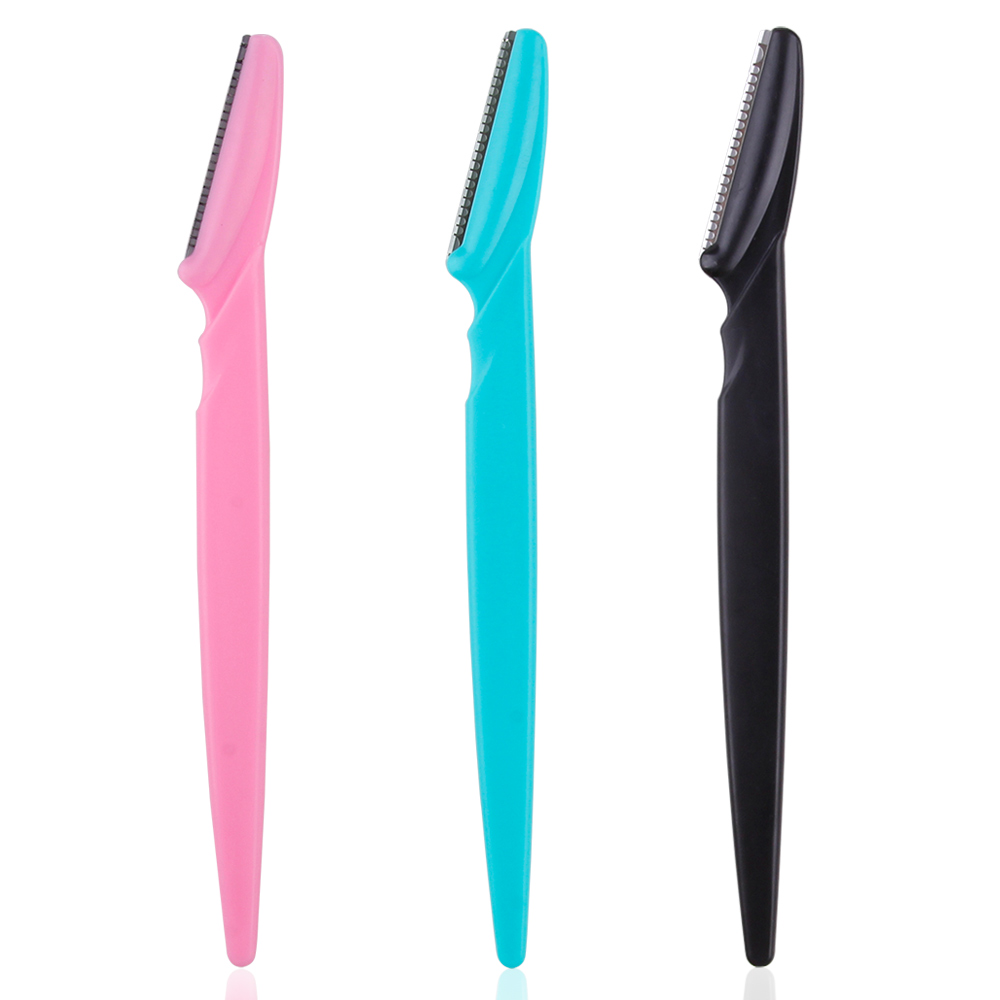 3/4/10 Uds recortador de cejas afeitadora de cuchillas faciales depilación de cejas portátil corte de cejas de seguridad herramientas de maquillaje para mujer: Pizarra cepillada