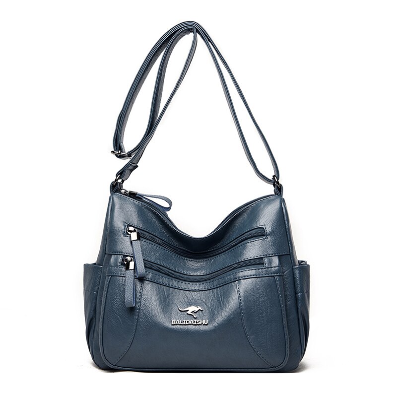 OLD TANG Winter Casual Pu Leather Solid Color Zipper Shoulder Bags for Women Autumn and Winter Brand Crossbody: Peacock blue