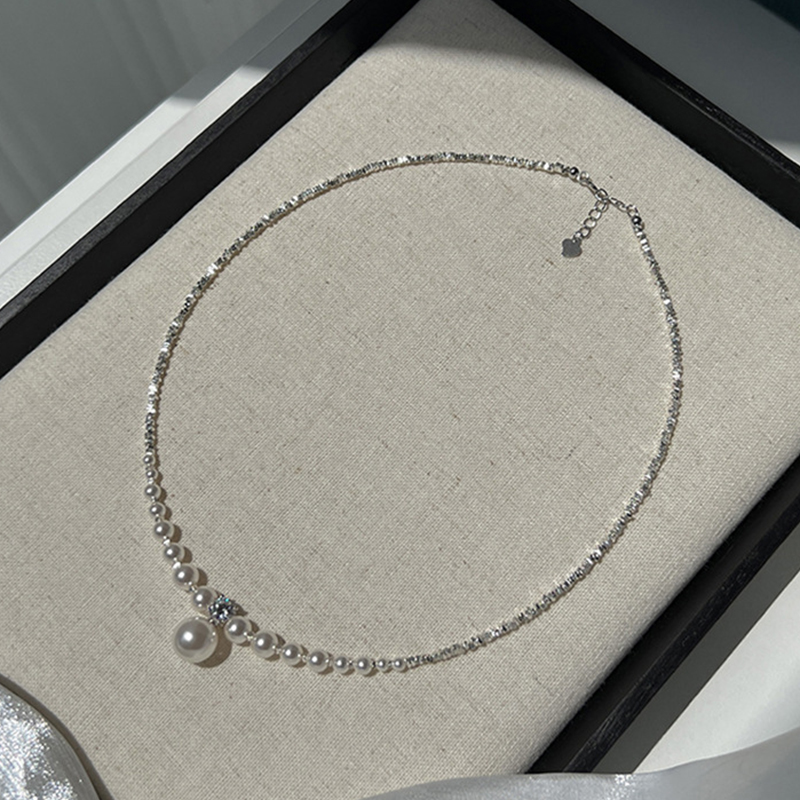 Foxanry 1 Stuk Zilveren Kleur Parel Kralen Ketting Voor Vrouwen Creatieve Elegante Sexy Mode Sleutelbeen Ketting Sieraden Accessoires