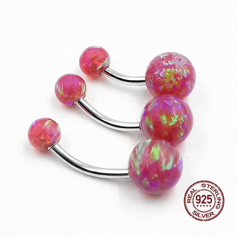 Hellolook – Piercing de nombril Magenta en argent Sterling 925 pour femme, anneau de nombril, opale, Sexy, bijoux