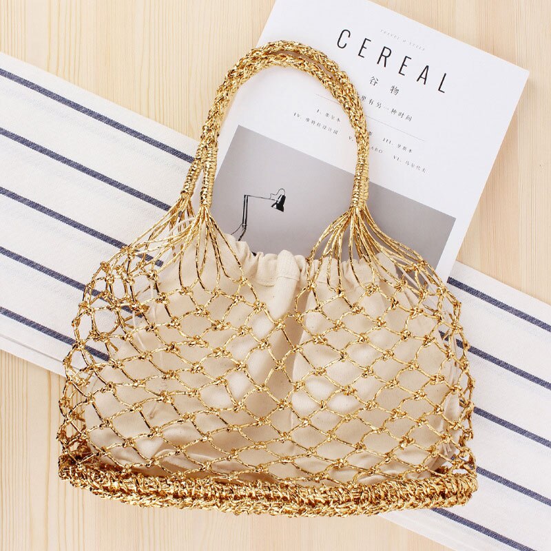 INS Chic Zomer Strand Tassen Katoen Hollow Mand Composiet Tas Leisure Stro Tas voor Meisjes Vrouwen Handtassen Mesh Touw Netto tassen