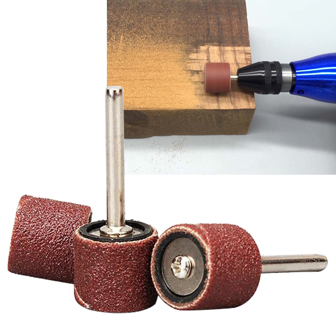 Sanding Drum Set #80-#600 Grit with 3.17mm Sanding Mandrel for Dremel Rotary Tools Abrasive Tools 8mm/14mm Sanding Bands