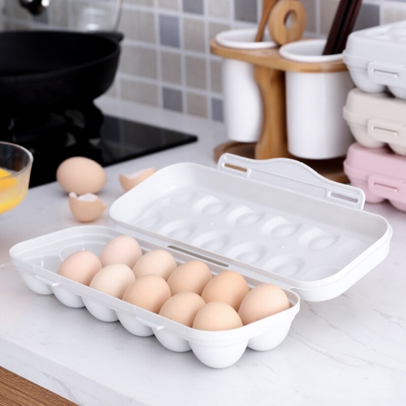 Caja de almacenamiento con 12/18 rejillas para huevos, contenedor de comida, organizador para refrigerador, 4x fa