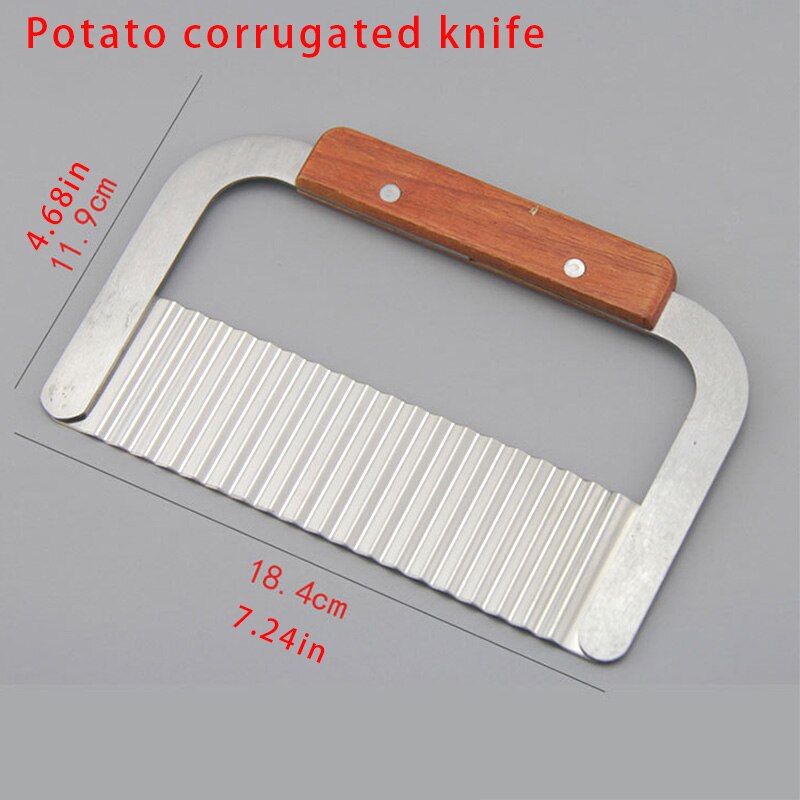 Goud Keukengerei Spatel Houten Handvat Barbecue Turner Rvs Pannenkoek Teppanyaki Hibachi Droge Pan Accessoires: Corrugated knife
