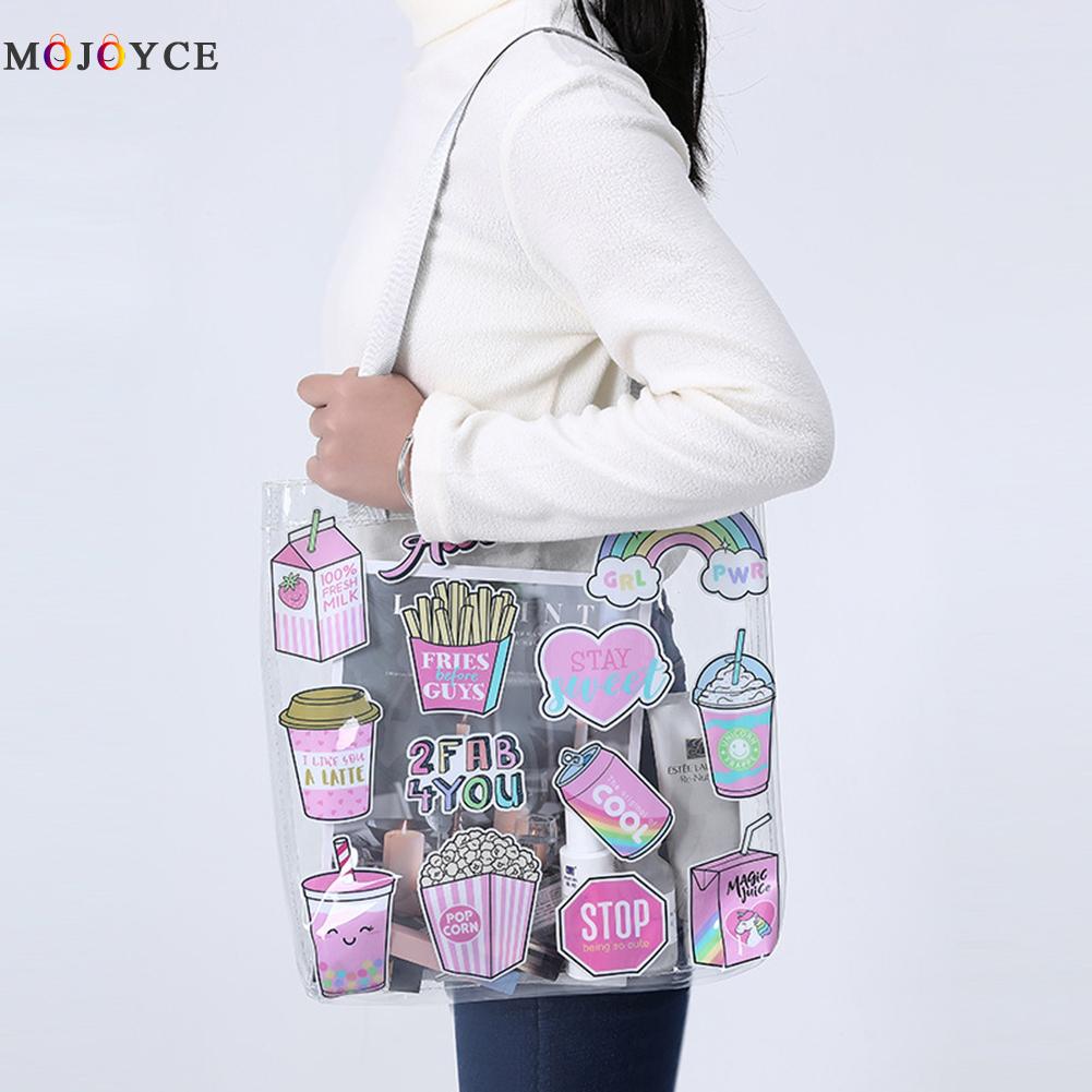 transparent PVC Frauen Handtaschen Große Kapazität Wasserdichte Schulter Tasche Weibliche Reise Strand Schwimmen Totes Nette Lagerung Tasche