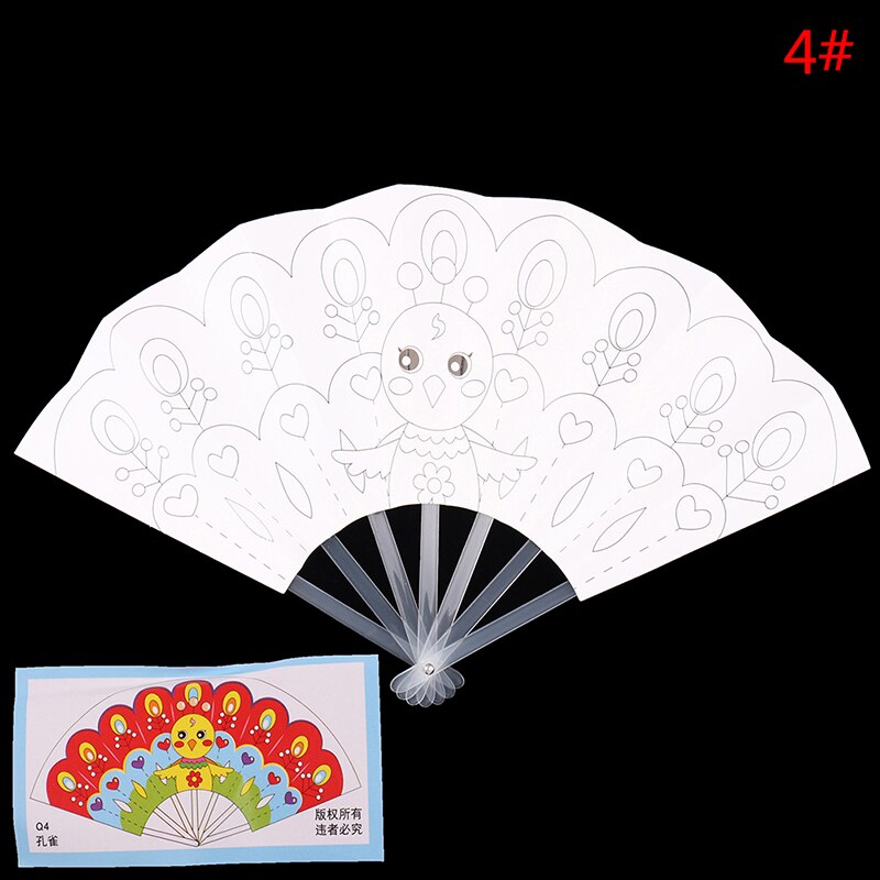 24Cm Schilderen Zomer Fan Diy Speelgoed Voor Kinderen Cartoon Dier Kleur Graffiti Origami Fan Art Ambachtelijke Speelgoed Creatieve Tekening kids: 4