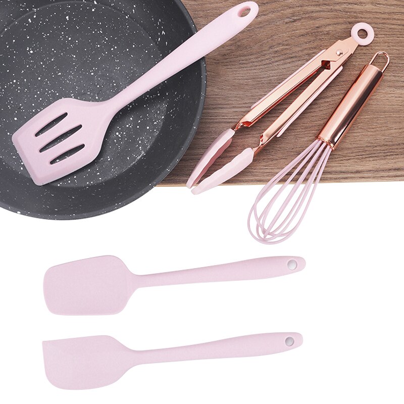 5pcs/set Food Grade Mini Kids Silicone Bakeware Set Rose Gold Kitchen Baking Tools