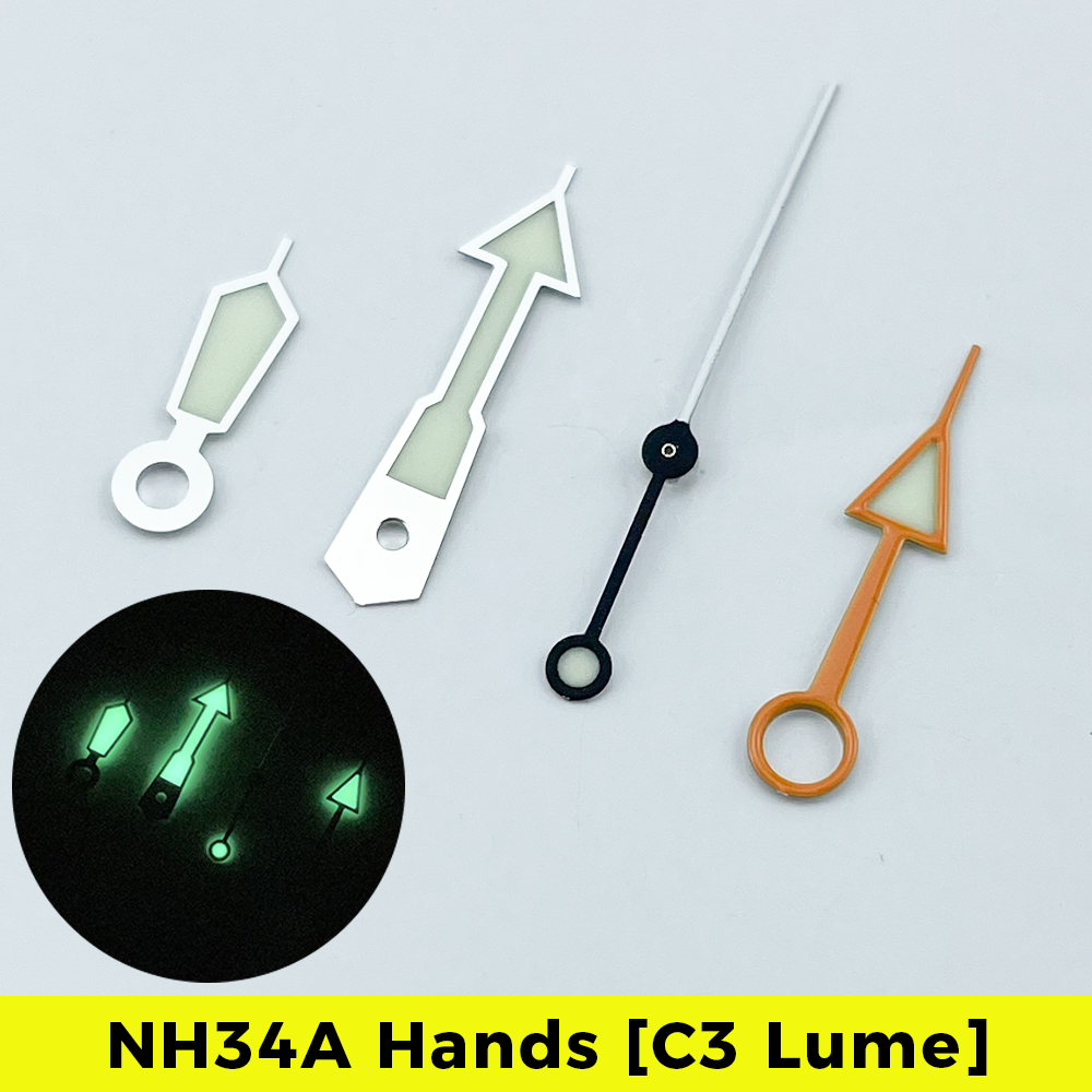 NH34A GMT aiguilles C3 Lume 4 aiguilles pour SKX007 SKX SSK GMT Mod SUPER LUME NH35 aiguilles vertes de: Beige Rose
