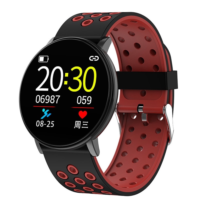 Full -w8 smart watch  ip67 vattentät smartwatch puls blodtryck fitness tracker smart armband armband: Röd