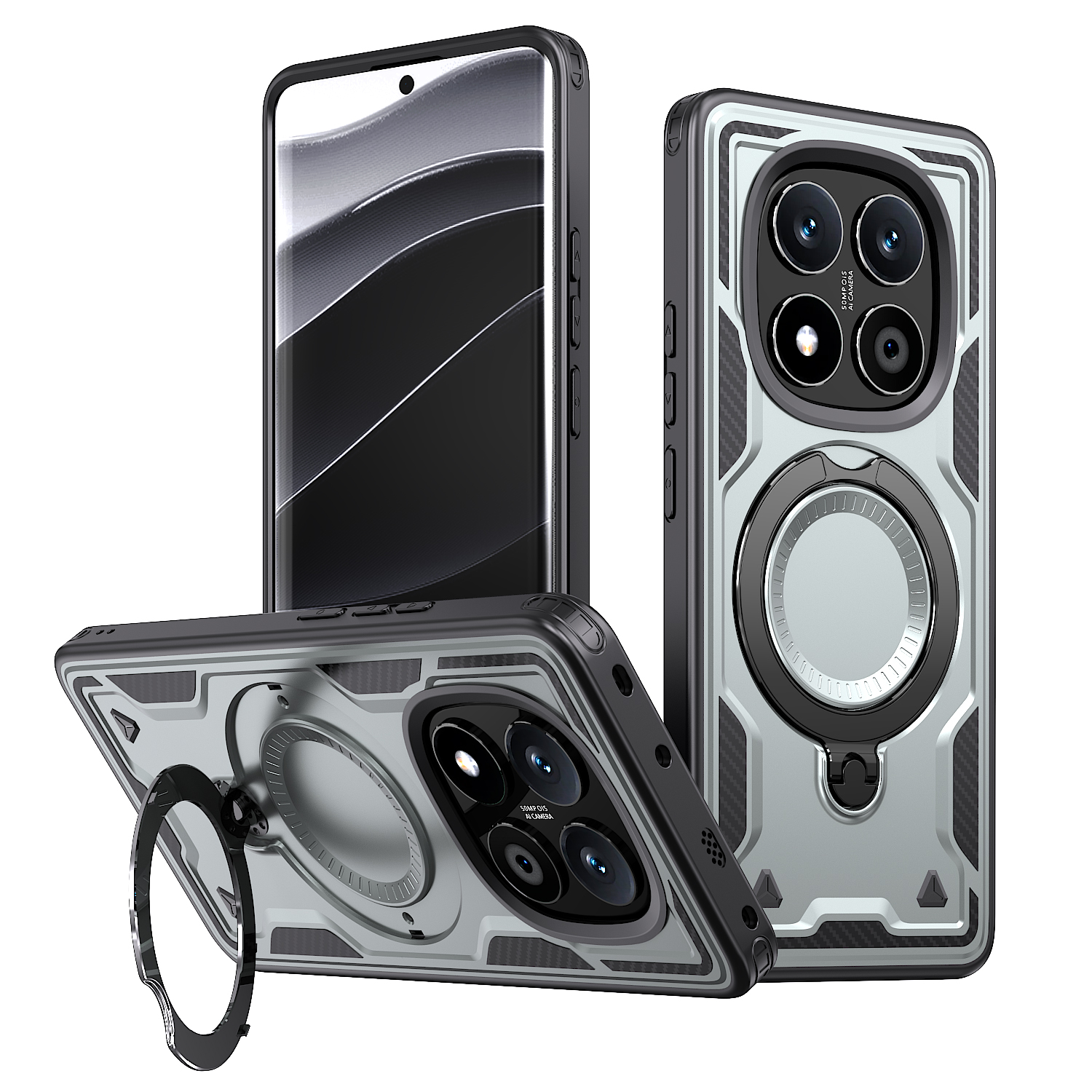 Stødsikkert pansercover til xiaomi redmi note 14 pro 5g magnetisk stativbeskyttelsesetui til redmy note 14 note 14 pro 5g bagcover: Guld / Til iphone 16 pro max