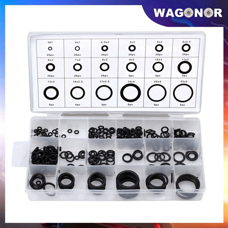 225pcs/box NBR Seal Ring Kit Thickness 1-3mm Nitrile Rubber NBR O-Ring Gasket Sealing Ring O Rings Rubber Kit Set