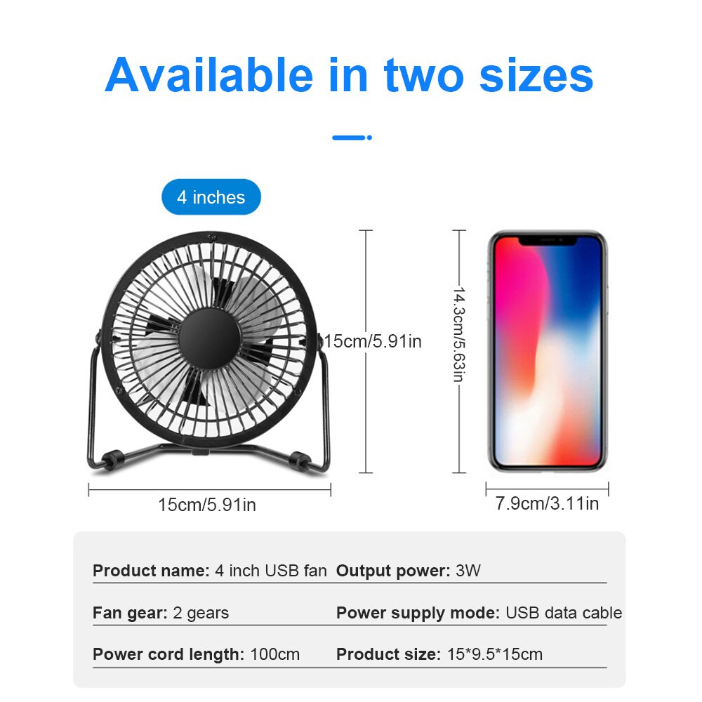 Desk Fan 4/8Inch Mini Portable Ultra Quiet Desktop Cooling Fans Personal Table Cooler Fans for Home Office Table USB Powered