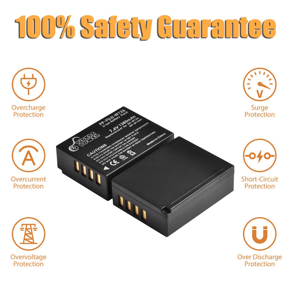 1380mAh NP-W126S NP-W126 batterij voor Fujifilm X-T100, X-T200, X-M5, X100F, X100V, X100VI, X-S10, X-A5, X-A10, X-E4, X-Pro3, X-T2