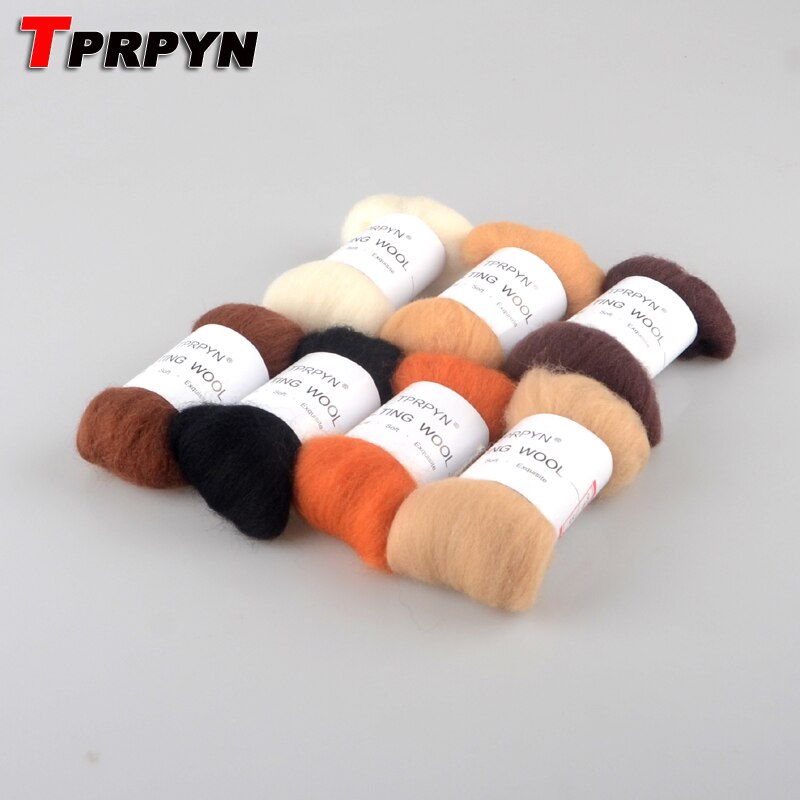 10g/7 stks/partij Handwerken DIY handgemaakte Naaldvilten wolvilt poke fun gevuld Wol fiber Tops Zwervende Spin "bruin serie" ES711