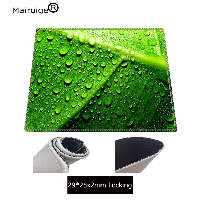 Mairuige Green Leaf Water Droplets Speed Version Large Gaming Mouse Pad Lock Edge Mouse Keyboards Mat Mousepad for CSGO Dota 2: 250X290X2MM