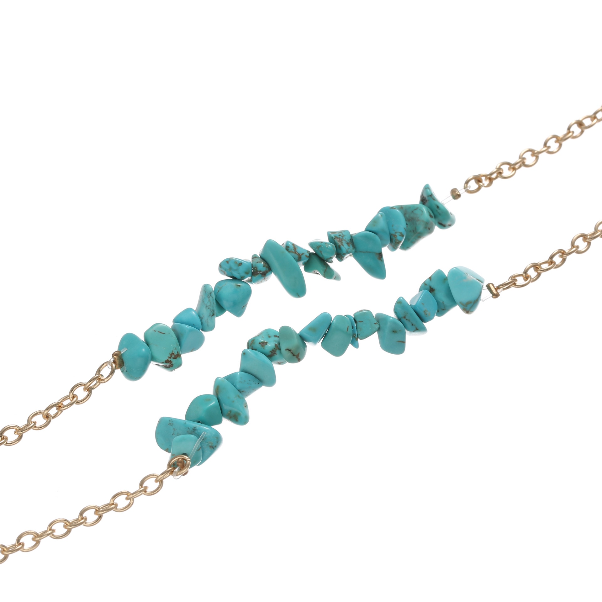 Onregelmatige blauwe stenen kralen bedel zonnebril lanyard riem ketting bril bril ketting koord voor leesbril