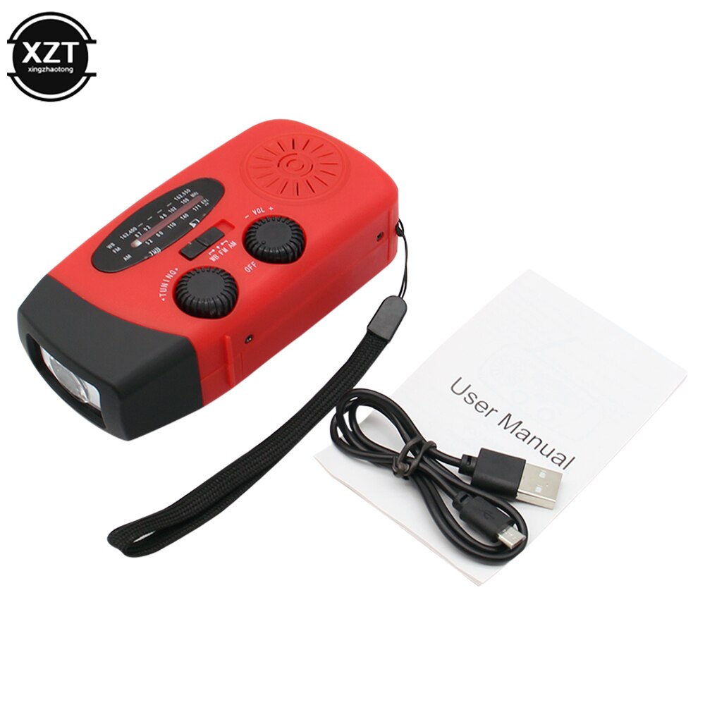Multifunctional Hand radio Solar Crank Dynamo Powered AM/FM/NOAA Weather Radio Use Emergency LED Flashlight and Power Bank