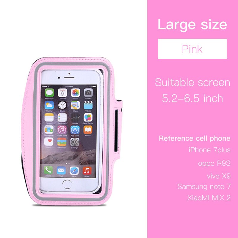 Waterproof Sports Running Wristband 4.0-6.5 inch Mobile Phone Armband Case for iPhone XS MAX X 8 Plus Xiaomi Case Phone holder: Large Pink