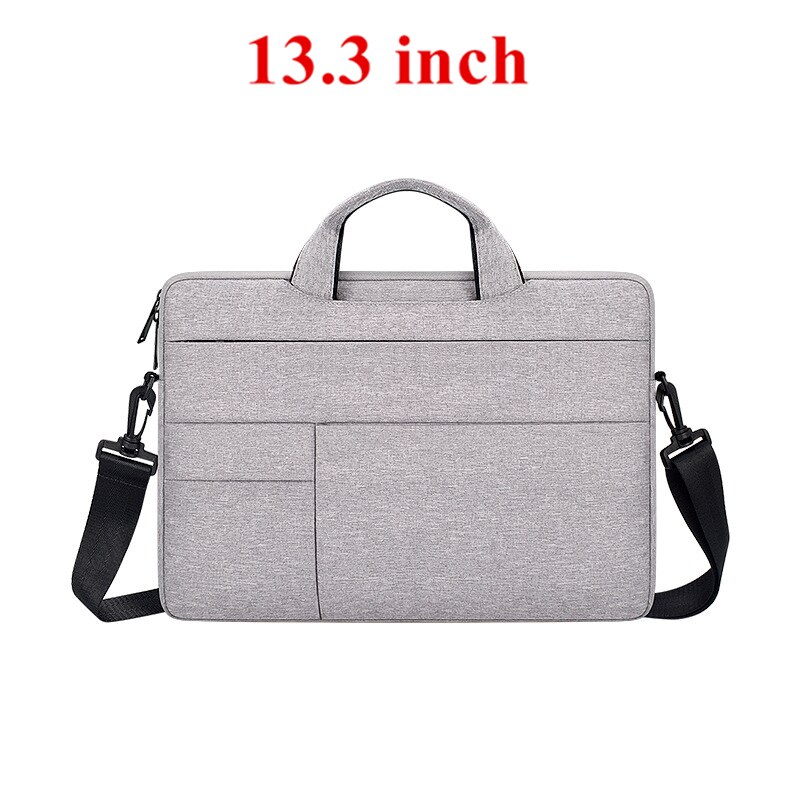 Portable Hand Office Notebook Laptop Bag For Men Women Briefcase Waterproof Pocket Case Computer Shoulder Handbag 13 14 15.6 PC: Gray 13.3 inch