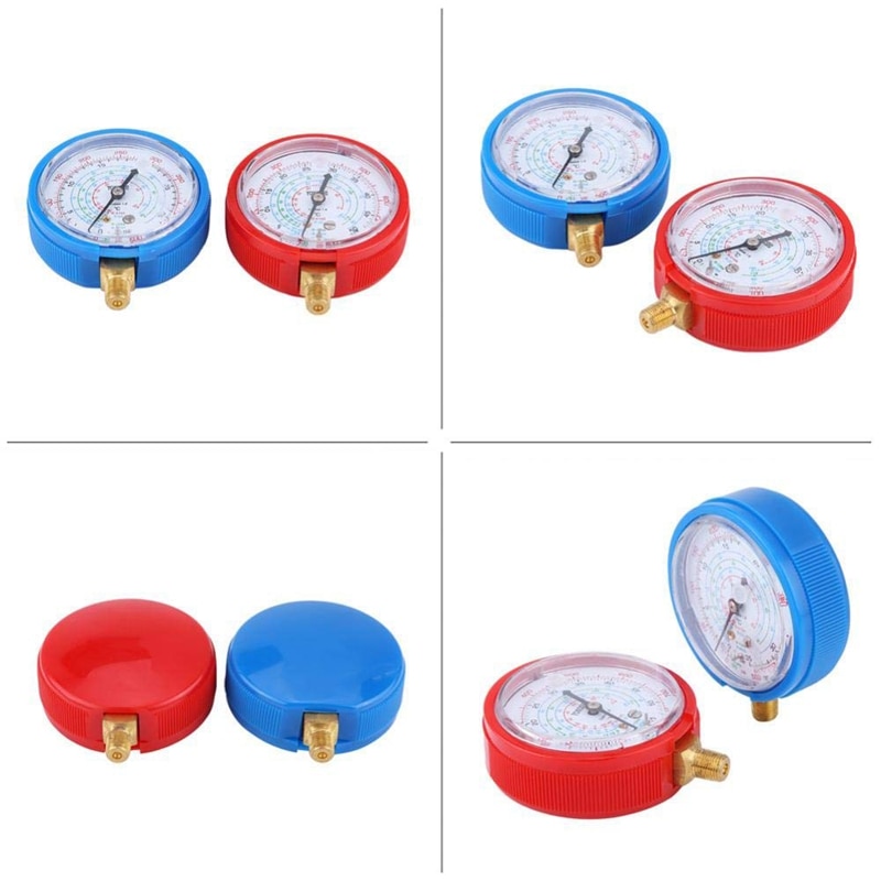 2 uds, Auto, medidor de alta baja presión, aire acondicionado, para coche, Kit de manómetro refrigerante para R410A R134A R22, refrigerante