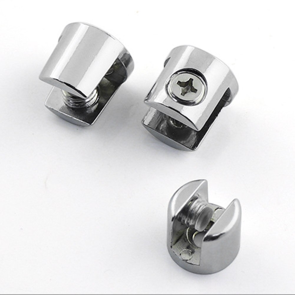 8pcs Adjustable Shelf Glass Clamp Easy Install Mini Home Hardware Balcony Cylindrical Shape Corner Window Fixed Zinc Alloy