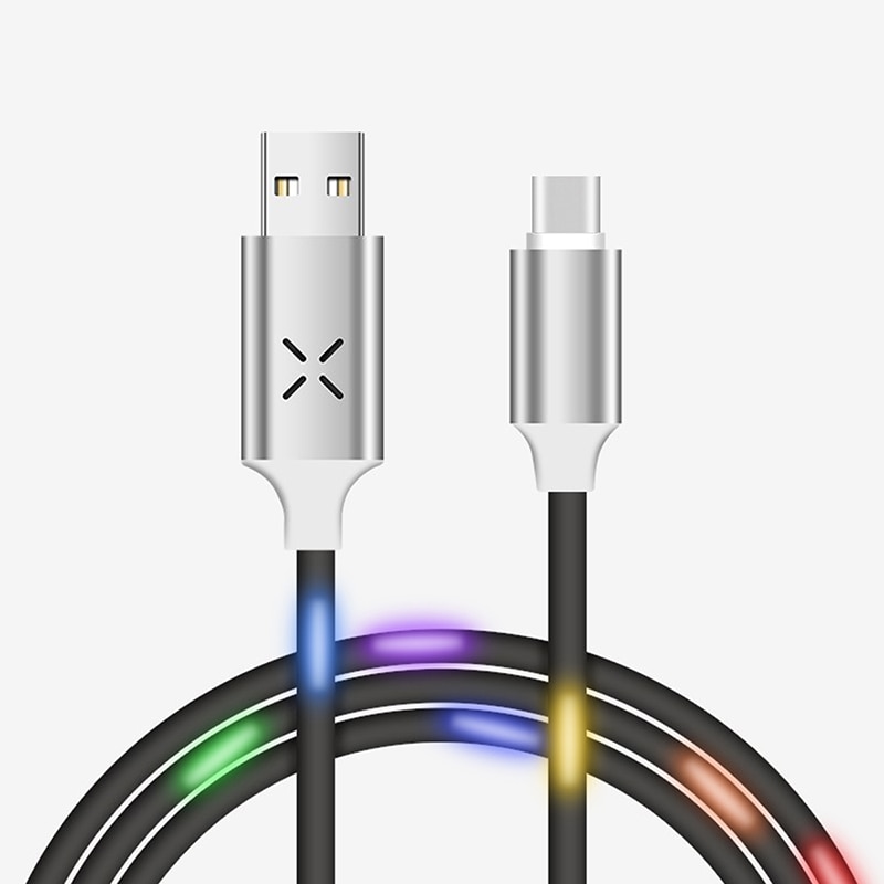 Voice Control USB Kabel - 1m Lichtgevende Oplaadkabel met LED voor Type-C, Micro USB, iPhone