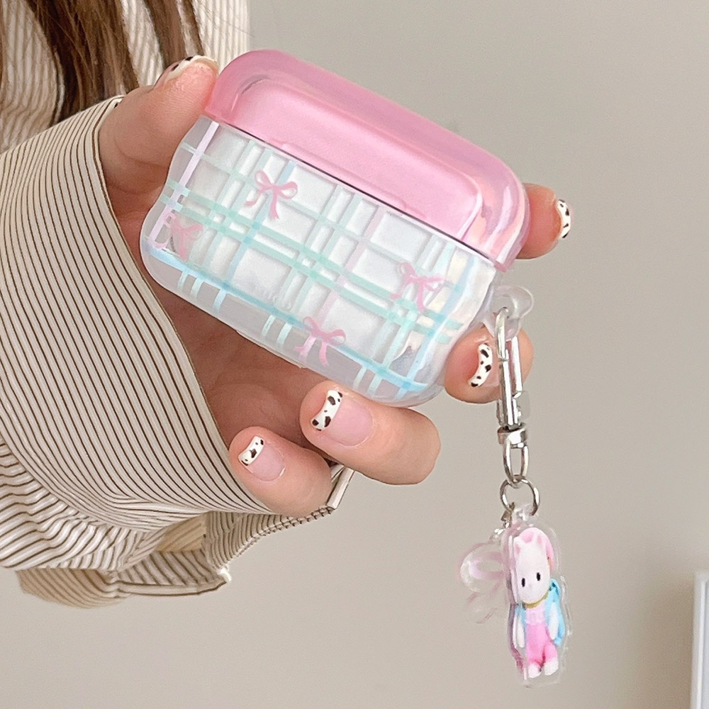 Carcasa ondulada de cinta rosa INS para Airpods 1/2 3 4, funda suave transparente para auriculares para AirPods Pro 2 2. ° funda protectora para auriculares inalámbricos